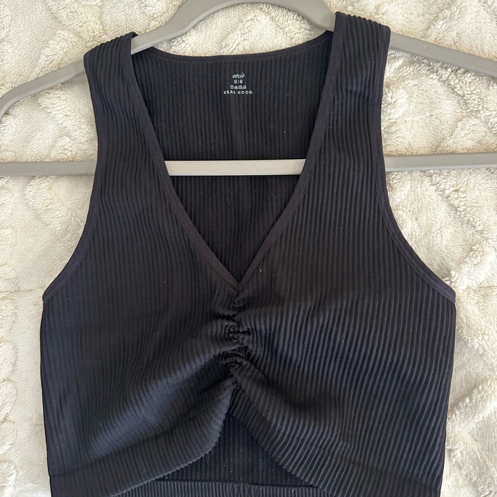 Aerie Ribbed Black Tank Top
